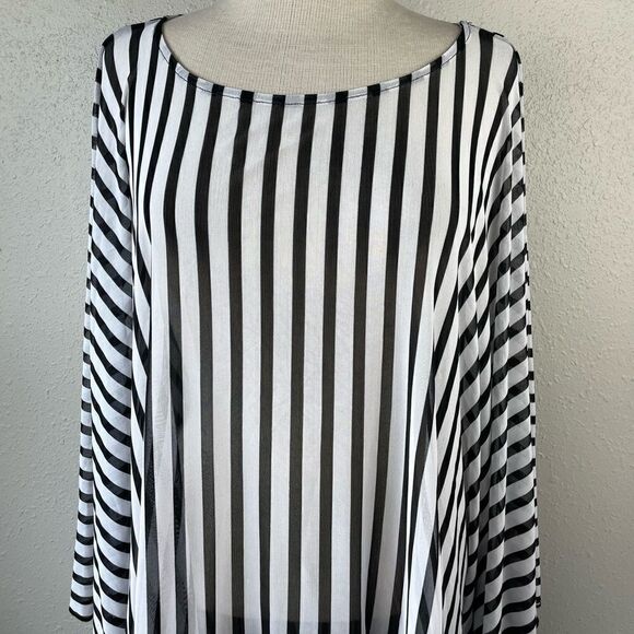 EUC Vincente Womens Black and White Stripped Tunic Size L - Picture 2 of 7